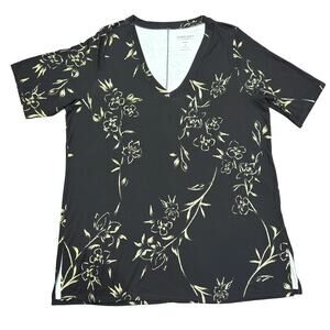 Torrid Super Soft Black Gold Floral V Neck Top Women’s 3X 22 24 NWT